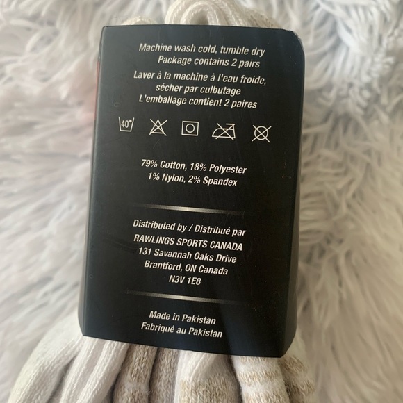 RAWLINGS NWT 2 PACK Pro Arch Sports Baseball Sock Cotton White Unisex - Picture 5 of 6